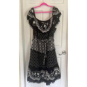 Anthropologie Off The shoulder Marisol Black White Maxi Dress Ruffle 2W4 NWT